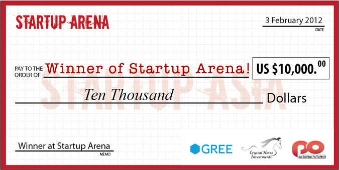 The huge cheque for the startup winner... US$10,000! startup-arena-check