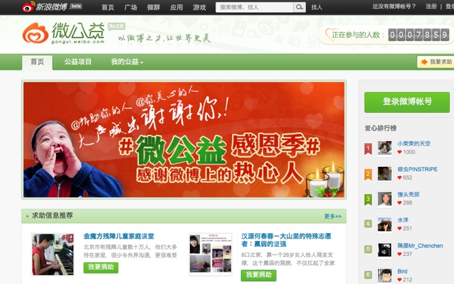 Sina Weibo charities 01