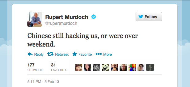 Rupert Murdoch on Chinese hackers Rupert Murdoch on Chinese hackers