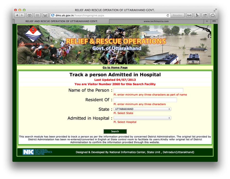 Uttarakhand Government Launches Person Finder Site