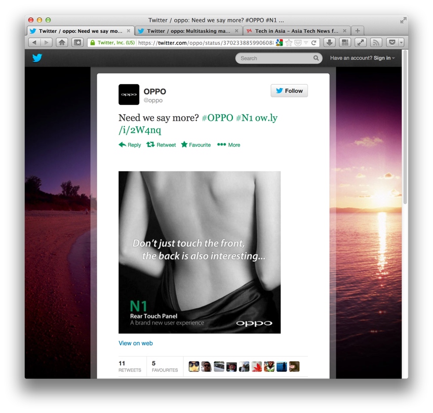 OPPO lame and sexist Twitter ads