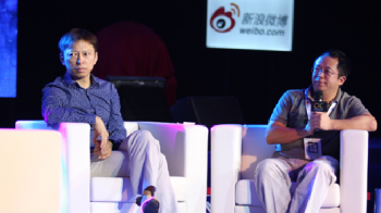 Sohu CEO Charles Zhang onstage at CIC (left)