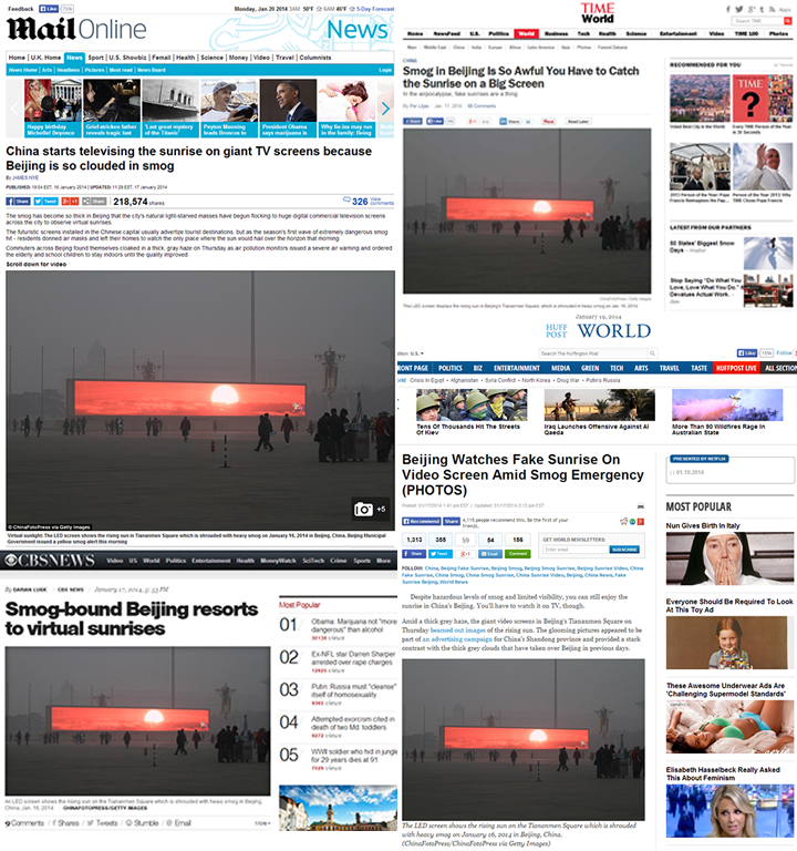 daily mail time cbs huff post smog sunrise