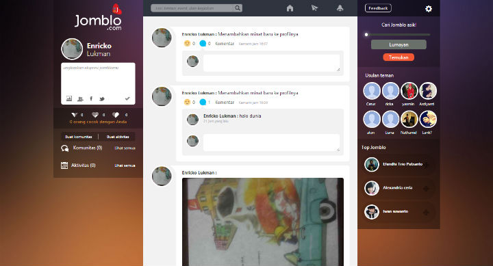 jomblo website dashboard