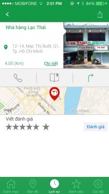 More than just a map app, Nha Nha lets you call the location, look up for directions, or even rate it.