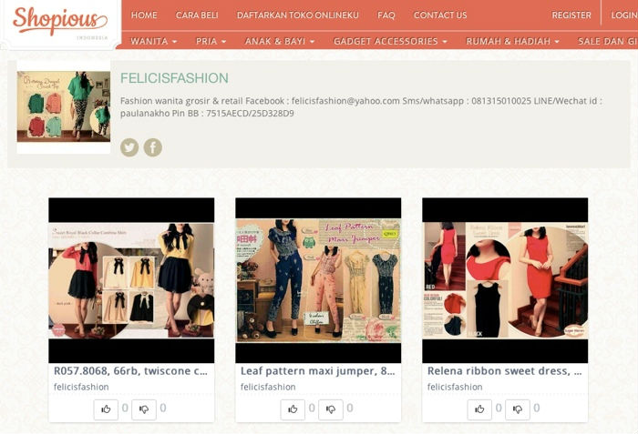 shopious merchant website