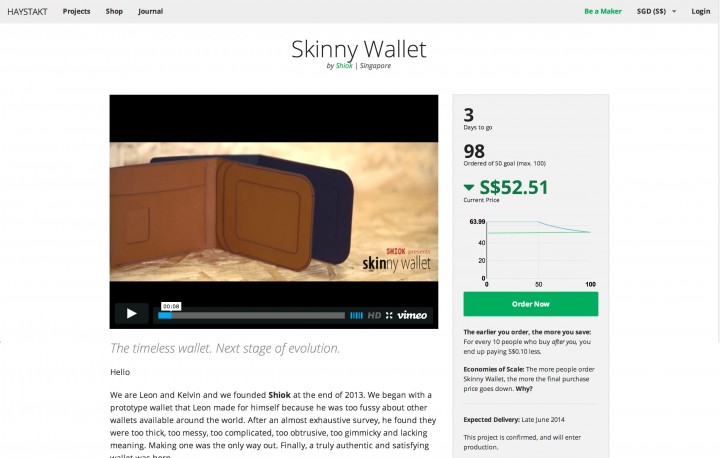 haystakt crowd-pricing crowdfunding skinny wallet