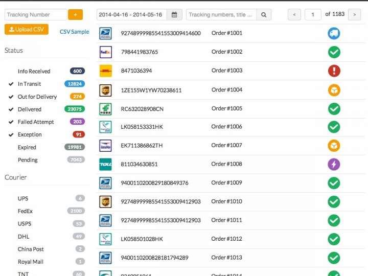 Aftership tracking