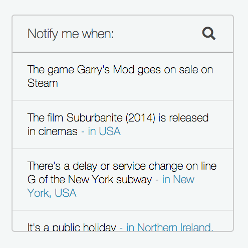 Notivo keeps track of future events, notifies you when they arrive
