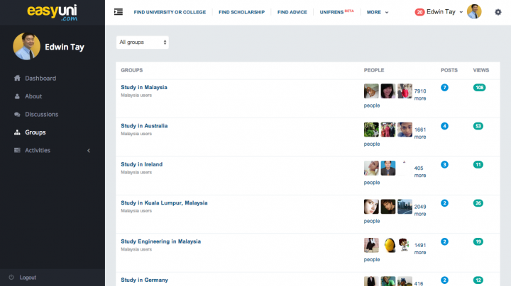Groups relevant to you EASYUNI Asia s largest University and College portal