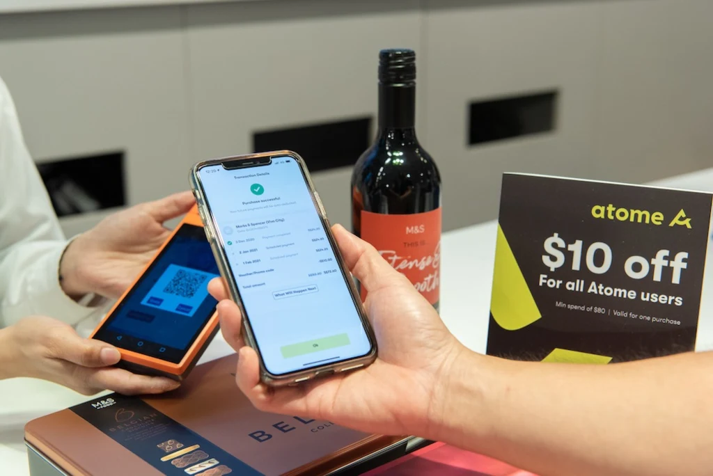Atome's buy now pay later offering at a point of sale