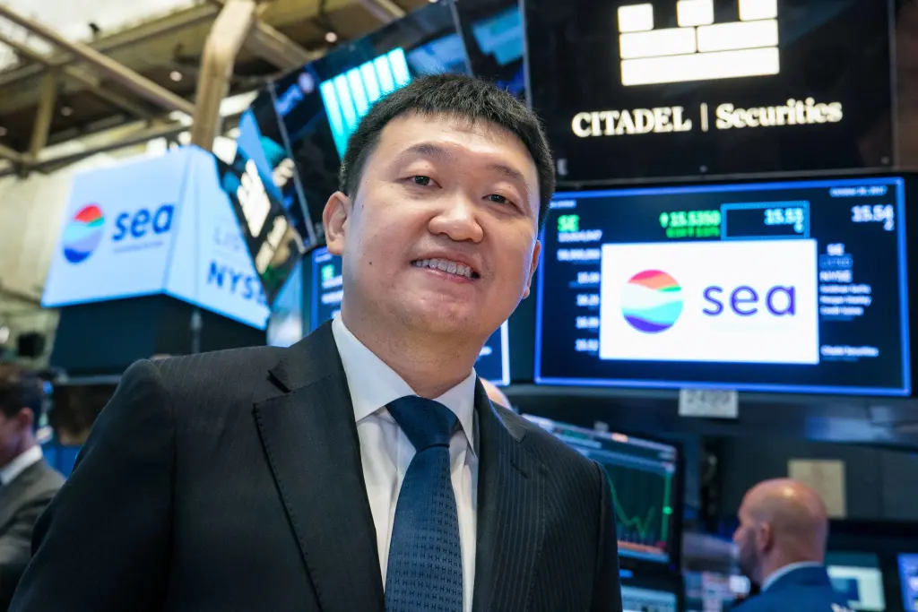 Executives and guests of Sea Limited (NYSE:SE) visit the New York Stock Exchange (NYSE) to celebrate their IPO. To mark the occasion Chairman & Chief Executive Officer, Forrest Li, rings The Opening Bell®. .