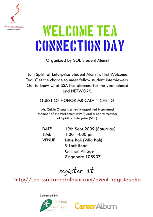 SOE Student Alumni Welcome Tea Flyer SOE Student Alumni Welcome Tea Flyer