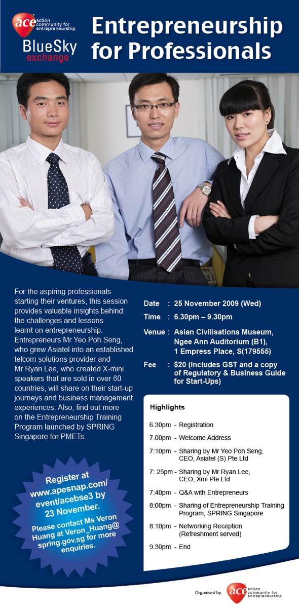 Entrepreneurship for Professionals poster for 25 Nov Entrepreneurship for Professionals poster for 25 Nov
