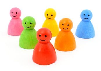 Colorful gaming pieces smiling isolated