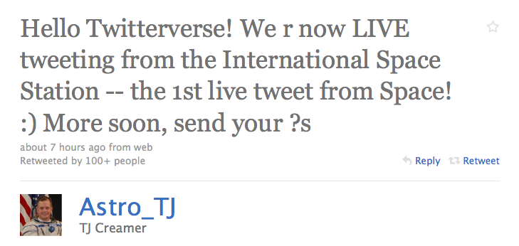 tweetfromspace tweetfromspace
