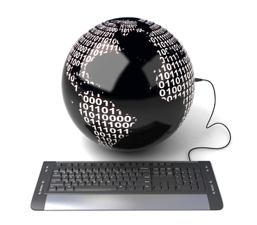Earth Globe connected with computer keyboard. Earth Globe connected with computer keyboard.