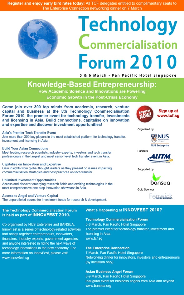 Technology Commercialisation Forum 2010 flyer