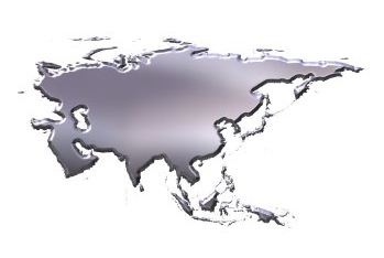 Asia 3D Silver Map Asia 3D Silver Map