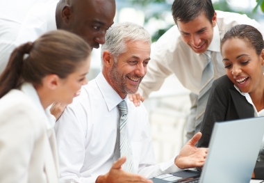 Business woman working with a team of colleagues