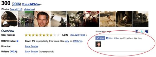 Facebook likes in IMDB Facebook likes in IMDB