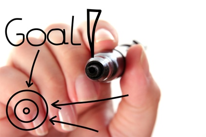 Hand drawing goal word isolated on white background