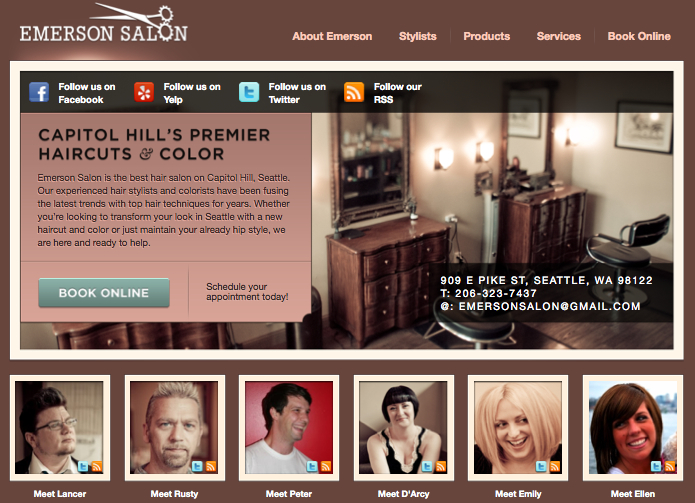 emerson salon homepage