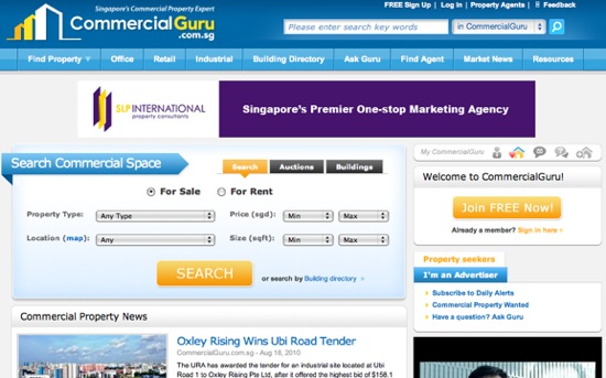 CommercialGuru front page CommercialGuru front page