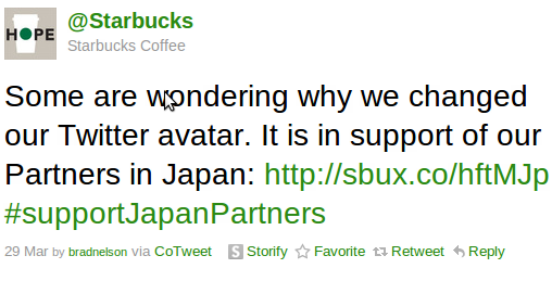 Starbucks support for Japan Starbucks support for Japan