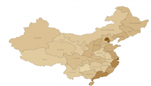 Percentage of regional population with net access in China Percentage of regional population with net access in China