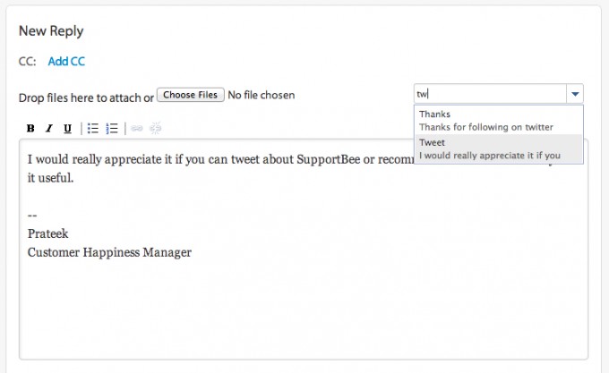 Snippets for replying faster Snippets for replying faster