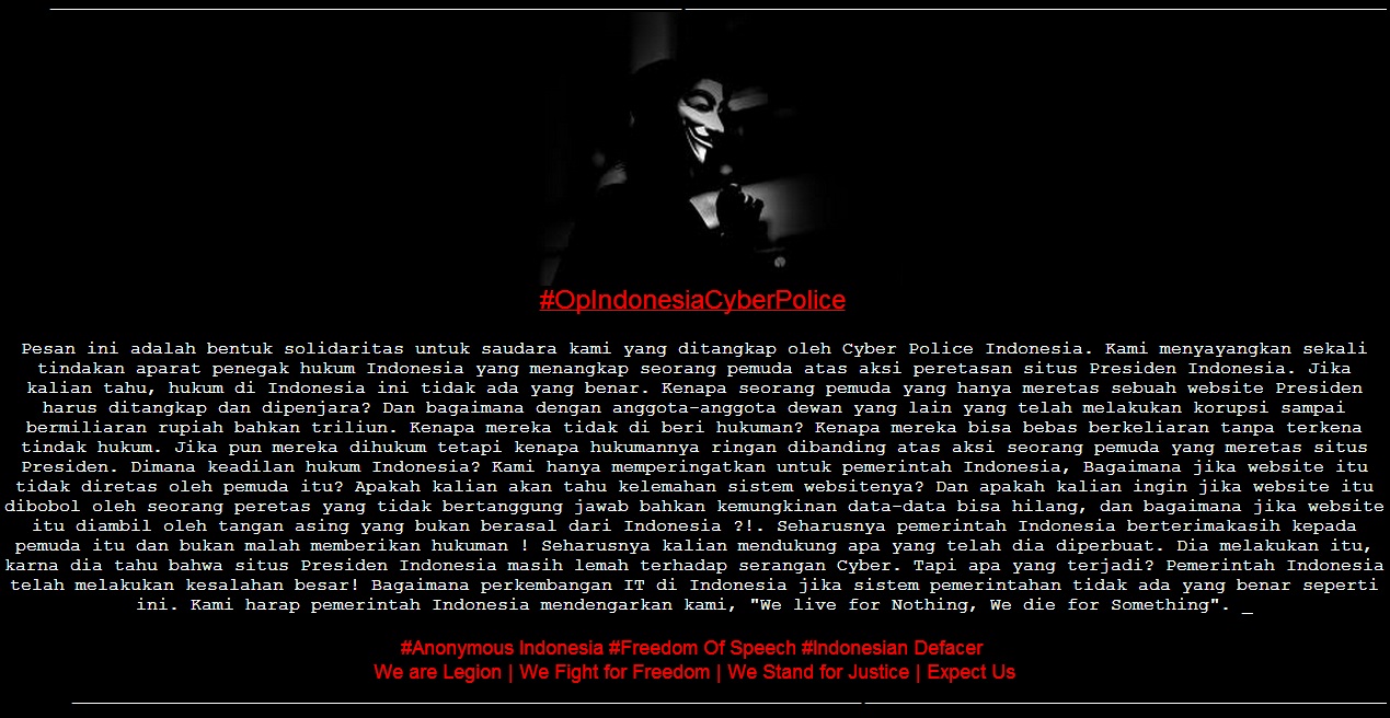 Anonymous Indonesia' Launches Cyber Attack on Government Sites