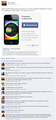 App.io Facebook Integration Demo, with comments from co-founder Chris Nolet's friends.