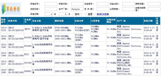 MIIT approval for the Kindle Fire HD, via Sina Tech
