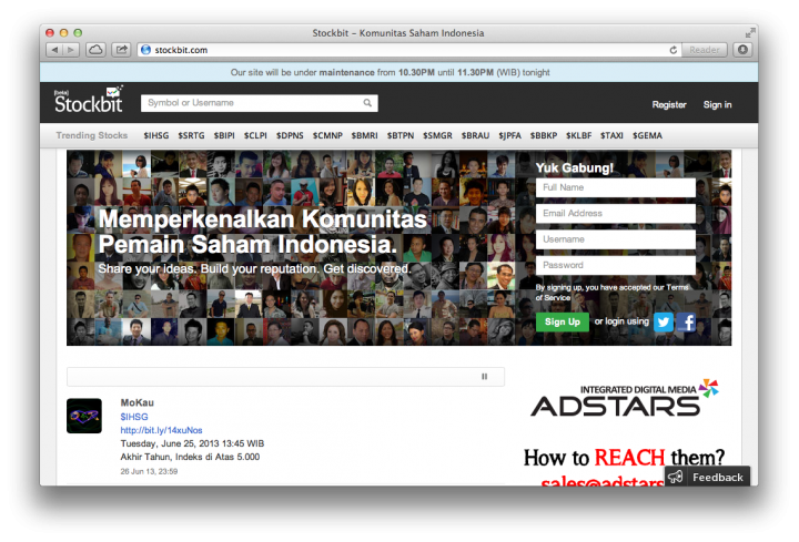 Stockbit, a Social Network for Indonesian Traders