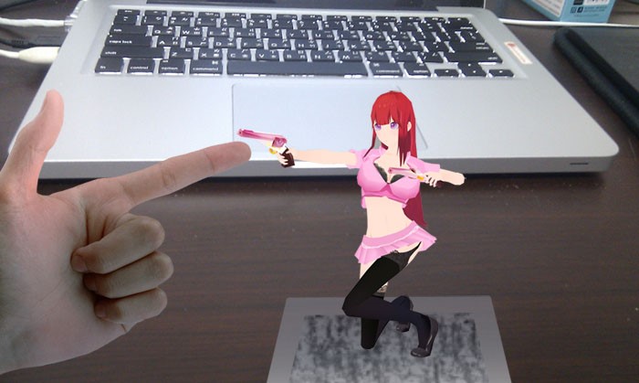What you see on the screen of your device: a digital girl generated into your camera's live feed.
