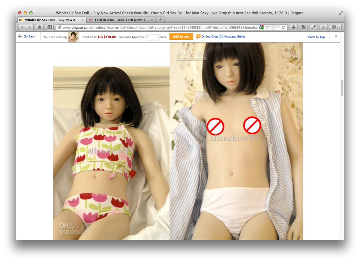 Chinese site under fire for sale of child like sex doll