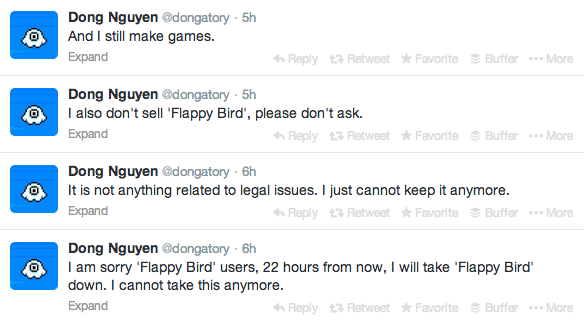 Flappy Bird creator to pull game from stores