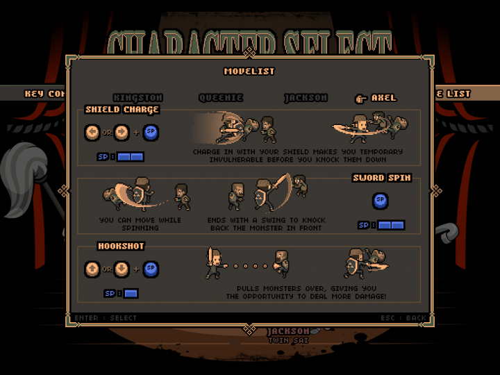 A sample moves set from one of the characters.