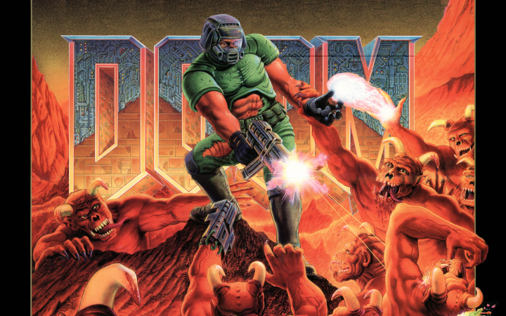 An artist's depiction of foreign tech companies climbing China's tariff wall. Or possibly the cover art from the 1993 video game Doom.