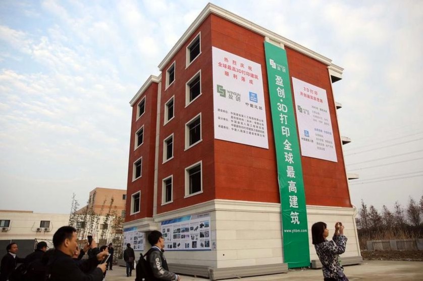 china 3d-printed mansion and tower block