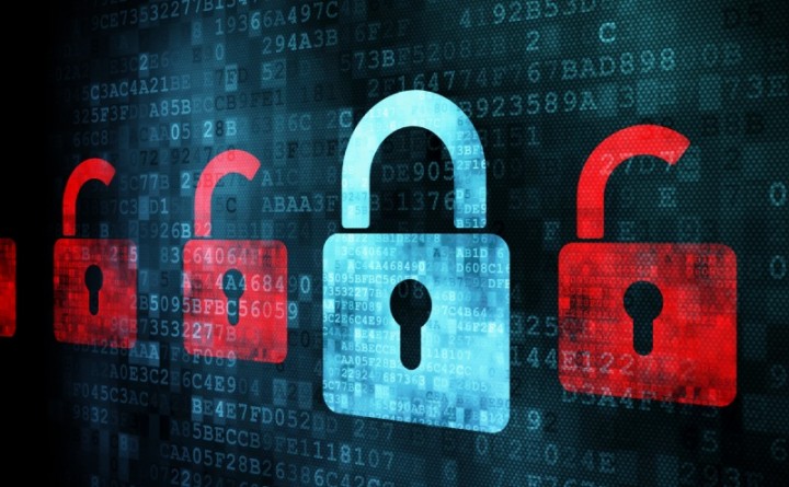 Security concept: Lock on digital screen