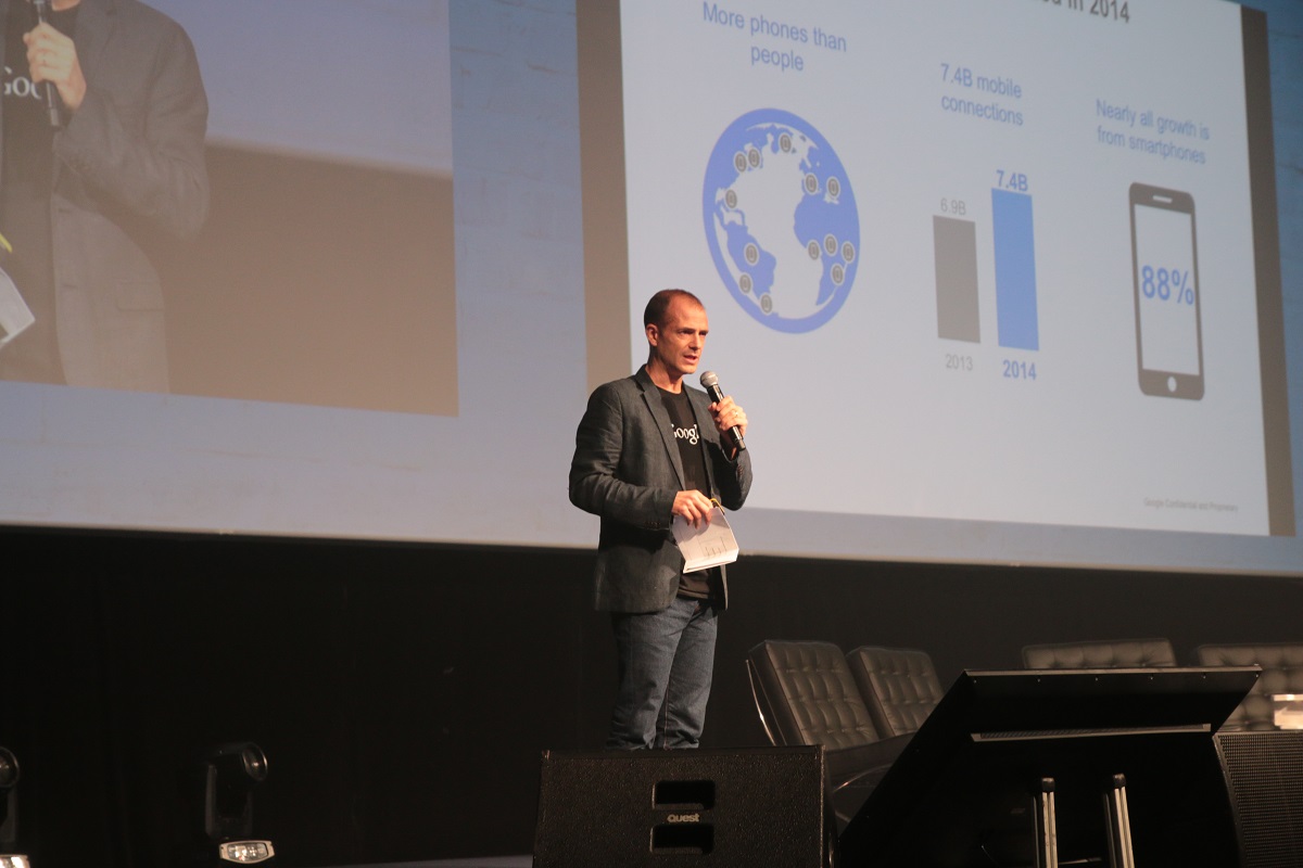Sergio Salvador, global head of games partnerships at Google, on stage at Tech in Asia Singapore 2015