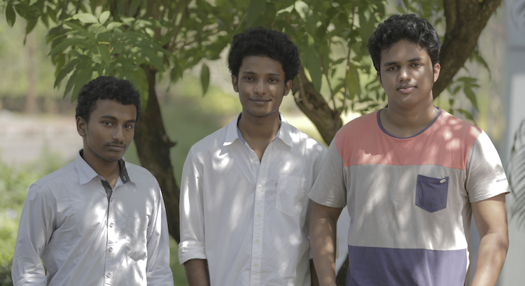 Mohammed Aboobacker (right) came up with Mobiopush along with two other engineering students - Navaneeth P.K (left) and Anush Anilkumar (center)