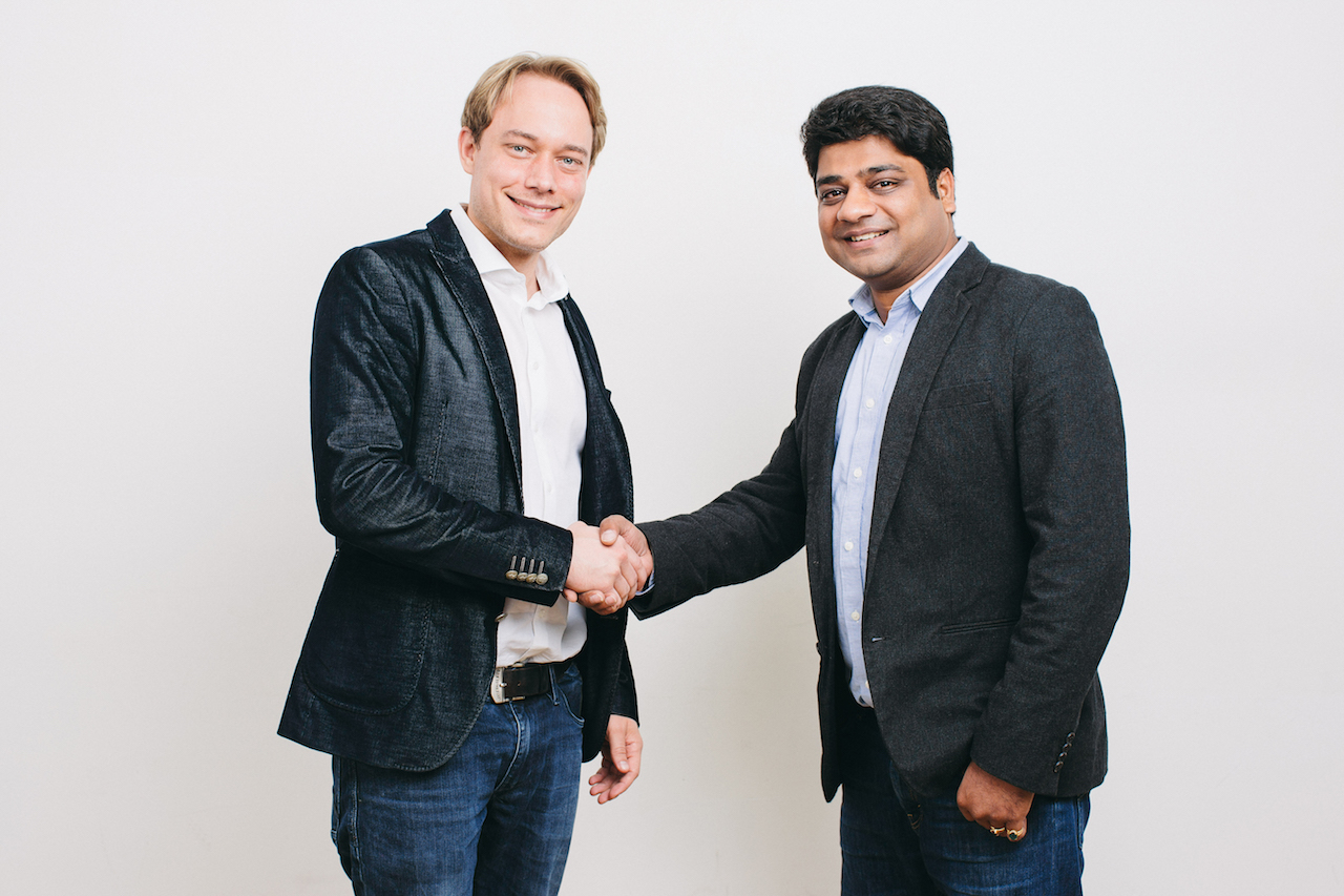 Tim Koschella, co-founder and CEO of AppLift, with Vaibhav Gupta, co-founder and CEO of Bidstalk
