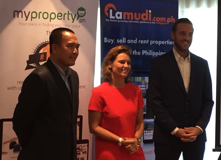 L-R: Butz de Castro, general manager, Myproperty.ph; Jacqueline Van Den Ende, managing director, Lamudi Philippines; and Henry Winter, transition manager, Lamudi Global