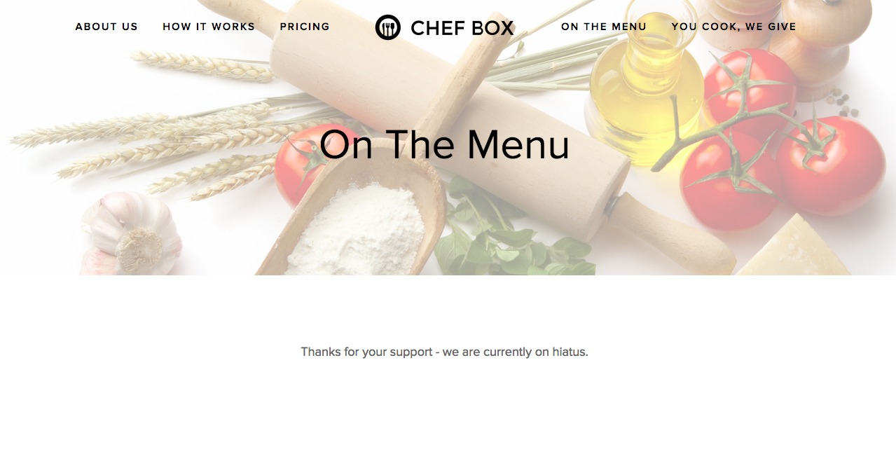 chef box on hiatus meal delivery