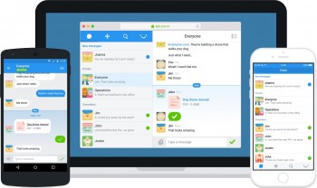 pie work chat app on screens