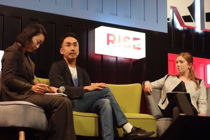 Line CEO Takeshi Idezawa talks with Hannah Kuchler of the Financial Times at Rise