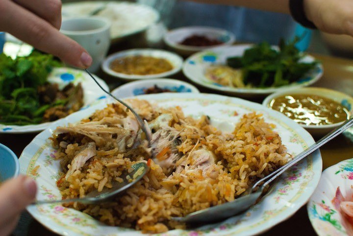 Dinner at a roadside Indian joint, Mandalay, Myanmar
